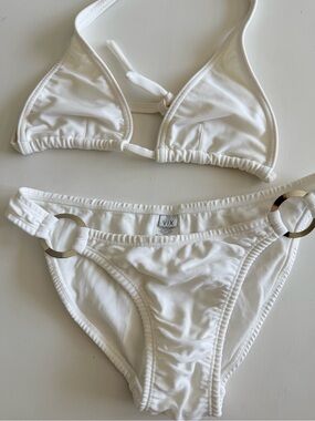 ViX Paula Hermanny white bikini silver ring Triangle swim Set